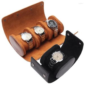 Caixas para relógios Estojos de couro masculino Caixa de armazenamento para joias e rolos Retro Portátil Bolsa de viagem Deli22