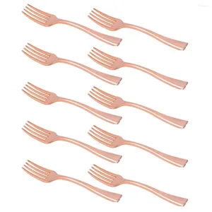 Dinnerware Sets 24 Pcs Disposable Fruit Fork Plastic Picks Spoons Silverware Gold Utensils Stick