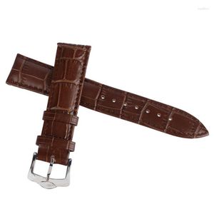 Watch Bands 20mm/22mm Genuine Leather Strap Replacement Soft Wrist Band Sport Military High Quality Brown Stainless Steel Pin Buckle Deli22