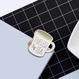 Brooches Pins for Women Fashion Jewelry Funny White Color Letter Tea Cup Cute Dress Cloths Bags Decor Enamel Metal Badge Wholesale