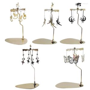 Candle Holders Carousel Metal Rotating Spinner Holder With Tray Candlestick Set Home Decoratio Elegance