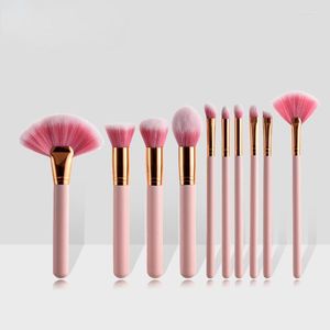 Makeup Brushes 4/10 Pcs Pink Handle Set Fan Brush Flame Concealer Eyeshadow High Quality Make Up Beauty Facial Tool