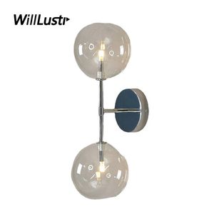 Nordic Bubble Glass Wall Lamp Gold Chrome Metal Light Luxury Hotel Bar Cafe Aisle Hallway Bedside Globe Ball Sconce Lighting