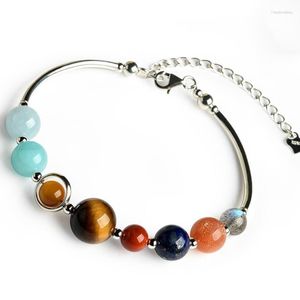 Strand Universe Galaxy The Eight Planets Solar System Beads Bracciale Energy Star Braccialetto a catena in pietra naturale per regalo da donna