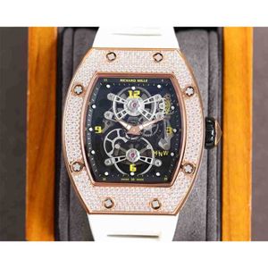 Relógios masculinos Diamond Luxury RM17-01 R i c h a r d Hollow Tourbillon Designer 5WZ1 Novo relógio de pulso gelado de alta qualidade 22p