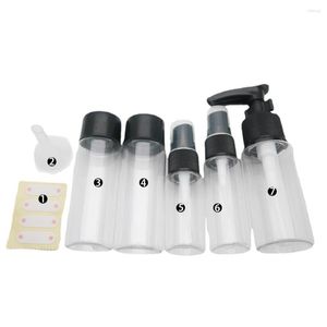 Lagerung Flaschen 7 stücke Nachfüllbare Reise Set Paket Kosmetik Kunststoff Drücken Spray Flasche Make-Up Tools Kit Für