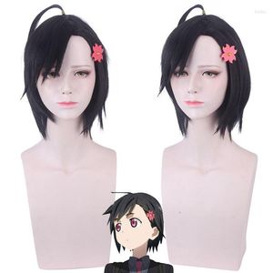 パーティー用品コハルホンドマチウィッグアニメID：侵略コスプレハンサムガールブラックファイバー合成髪