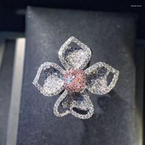 Fedi nuziali Astuyo Wish Fashion Women Ring Fancy Pink Zirconia Proposta di fidanzamento Cuscino Sharp per regalo femminile