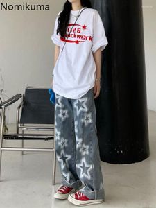 Женские джинсы Harajuku Широкие штаны для ног для женской уличной одежды хип-хоп винтаж Y2K High талия повседневные модные брюки корейские панталоны.