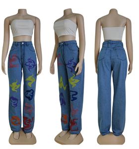 Våren New Women's Jeans Womens Casual Fashion High Maisted Pants Brand Designer Jeans