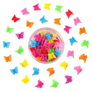 50 Stück Schmetterlings-Haarspangen in Pastellfarben, niedliche Mini-Clip-Haarspangen, Zubehör für Haare im 90er-Jahre-Stil, für Mädchen und Frauen, mit Box-Paket, glitzernde Bonbonfarben