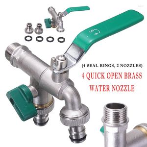 Watering Equipments Double Duo Outlet Garden Outdoor Tap Valve Faucet 1/2" / 3/4" Frost-proof Brass Hose Water Tank Connector