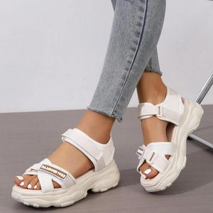 Women Pattern Hook Striped Sandals and Loop Fastener Sport Polyester Ankle Strap Sporty y