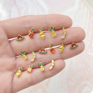 Stud Earrings Korean Fashion Tiny Cz Fruit Ear Studs Cartilage Earring For Women Exquisite Zircon Small Piercing Jewelry Gift