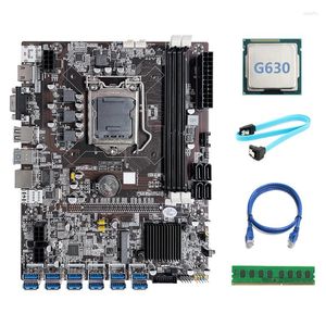 Płyty główne B75 ETH MOTEBORE 12 PCIE do USB LGA1155 z G630 CPU DDR3 4GB 1600 MHz Ram SATA Cable RJ45 Network