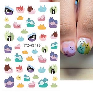 Naklejki naklejki 3D kreskówka urocze kot paznokcie dziecięce naklejki kawaii kolorowe zwierzęta seria nowa paznokcie tatuaż manicure manicure lastzcs186 x0625
