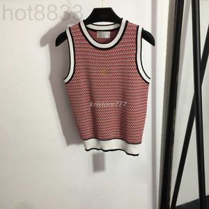 Women's T-shirt Designer New Women Tee Knits t Shirts Tops with Embroidered Letter Striped Girl Vintage Crop Top Runway Stretch Sleeveless Pullover VBG1