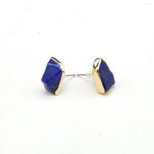 Stud Earrings 1 Pair Natural Stone Simple Lapis Lazuli Earring Gold Color Alloy For Women Trendy Festival Party Jewelry