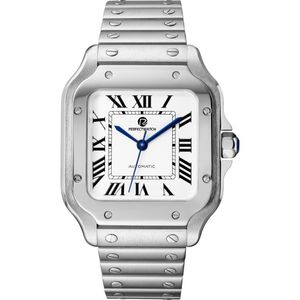 Mens Watch Designer Högkvalitativ modeföretag Rektangel Rise Gold Watch rostfritt stål Band Quartz Movement Sapphire Glass Luxury Watch Box