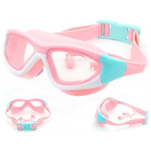 Goggles Professional Swimming Goggs Kids Swimming Glass med öronproppar Anti-dimma UV Silikon Vattentät simningsglasögon för barn AA230530