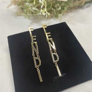 2023 Fenjia F Letter Long 925 Silver Needle Brass Material French Style Versatile and Earrings for Women