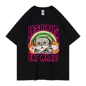 Męskie koszulki 2022 Mężczyzn Hip Hop T Shirt Lesbians Eat What Streetwear Tshirt Cotton Hiphop Loose Tshirts Letnie koszulki z krótkim rękawem J230625