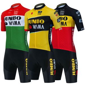 Conjuntos de camisas de ciclismo Jumbo Visma Team Bicycle Clothing Men Road Bike Wear Racing Clothes Respirável Cycling Jersey Set Ropa Ciclismo Maillot 230621