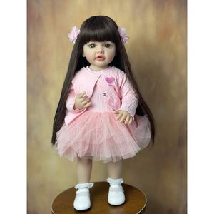 Dolls 55CM Reborn Dolls 22Inch Baby Lifelike Realistic Stand Girl Doll Kit Full Soft Silicone Body Toddler Birthday Gift 230625