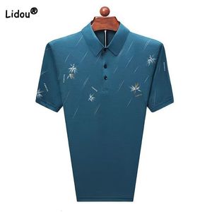 Men's Polos Male Clothes Summer Korean Polo-Neck Short Sleeve Shirt Fashion Comfortable Casual Men's Printed Spliced Solid Color Shirt 230621