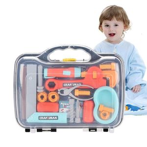 Verktyg Workshop Children's Toy Toolbox Engineer Simulation Repair Tool Skruvmejsel Kit låtsas Play Toys Box Set Bag Storage 230621