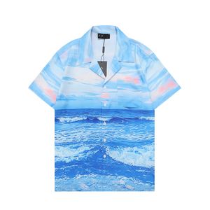 Luksusowe designerskie koszule męskie modnie guziki w górę koszule Ocean Print Druku