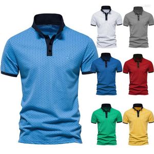 Camisetas masculinas verão casual de manga curta polo estampado tops blusa camiseta pessoal algodão masculino ajuste fino