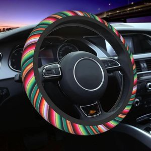 Cobertura de volante com listras mexicanas para mulheres, meninas, colorido, antiderrapante, neoprene, 15 polegadas, acessórios protetores de carro