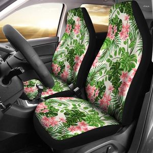 Coprisedili per auto Fiore tropicale rosa e verde Set modello frangipani Isola hawaiana Sedili avvolgenti universali per auto o SUV