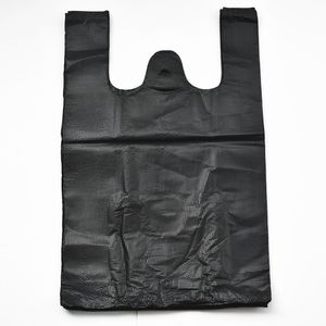 Hediye sargısı 80pcs kalınlaştırılmış siyah plastik torba yelek saklama alışverişi paketleme çöpü tutamaklı oturma odası temiz 230625