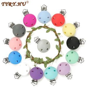 Baby tänder leksaker tyry.hu 5pc/set Round Silicone Clips Baby Pacifier Clips Holder Silicone Dummy Pacifier Chain Accessories BPA-Free 230625