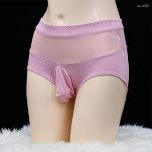 Underpants Men Ball Pouch Thong Sexy See Through Briefs Sissy Erotic Lingerie Seamless Breathable Gay Underwear