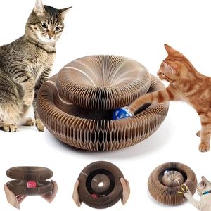 Toys de gato Magic Organ Cat Toy Cats Scratcher Scratch Board redondo ROURGUETOD SRACTING POST Toys for Cats Geting Claw Cat Acessórios 230625