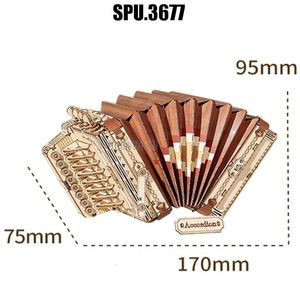 Spela Mats Musical Instrument Accordion DIY 3D Laser Cutting Wood Puzzle Model Building Kits Toy 230621
