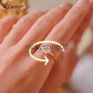 Zespół pierścienie moda pierścień lęku spinner pierścienie obrotowy antystresowy Fidget pierścień dla dziewczynek kobiet regulowana stokrotka kwiat palec serdeczny prezent x0625