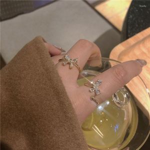 Cluster Rings Super Flash Butterfly Opening Ring Female Exquisite Zircon Niche Design Light Luxury Premium Versatile Index Finger