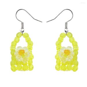 Baumelnde Ohrringe Vedawas Koreanische schöne Handtasche Form Gänseblümchen-Blumen-Tropfen für Frauen frische Bonbonfarbe Perlen Kleid Schmuck Geschenke