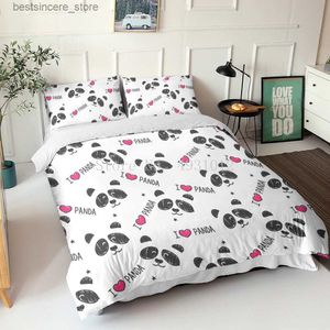 Cartoon Panda 3D Bedding Set Printed Cute Animal Duvet Cover Sets Single Full Queen King Size Bedclothes For Adult Kids Gifts L230522