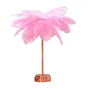 Table Lamps Student USB Battery Powered LED Desk Lamp Gift Wear Resistant Reading Artificial Feather Shade Night Light Bedroom Home Decor
