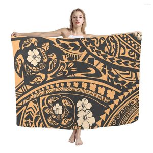 Kvinnors badkläder hycool sköldpadda polynesiska stamtryck gula strand sarong lavalava anpassade täckningar kjolade baddräkt kvinnor