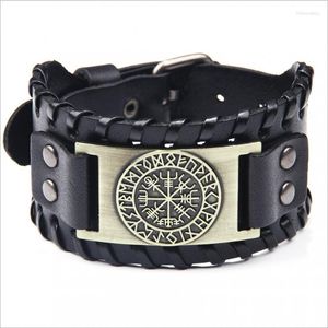 Bangle Fashion Retro Alloy Compass Armband smycken bred läder dominerande pirat Melv22