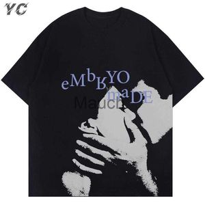 Men's T-Shirts Vintage Harajuku Mens TShirt Hip Hop Art Band Graphic T Shirt Letter Print Streetwear Oversized Tshirt Cotton Women Tops Goic J230625