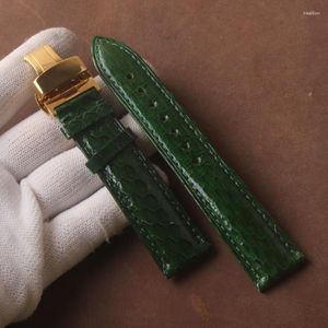 Oglądaj zespoły oryginalny skórzany pasek zegarkowy 20 mm 22 mm zielony oddychający pasek ze specjalnym węża zboża dla marek męskie deli22