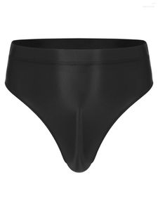 Mutande Slip olio lucido da uomo Costume da bagno a vita alta Costumi da bagno Pantaloni Mutandine semplici traspiranti Biancheria intima con elastico in vita