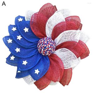 Decorative Flowers Door Wreath Useful Bright Color Creative Independence Day Hanging Patriotic Party Supplies Ornament Wall